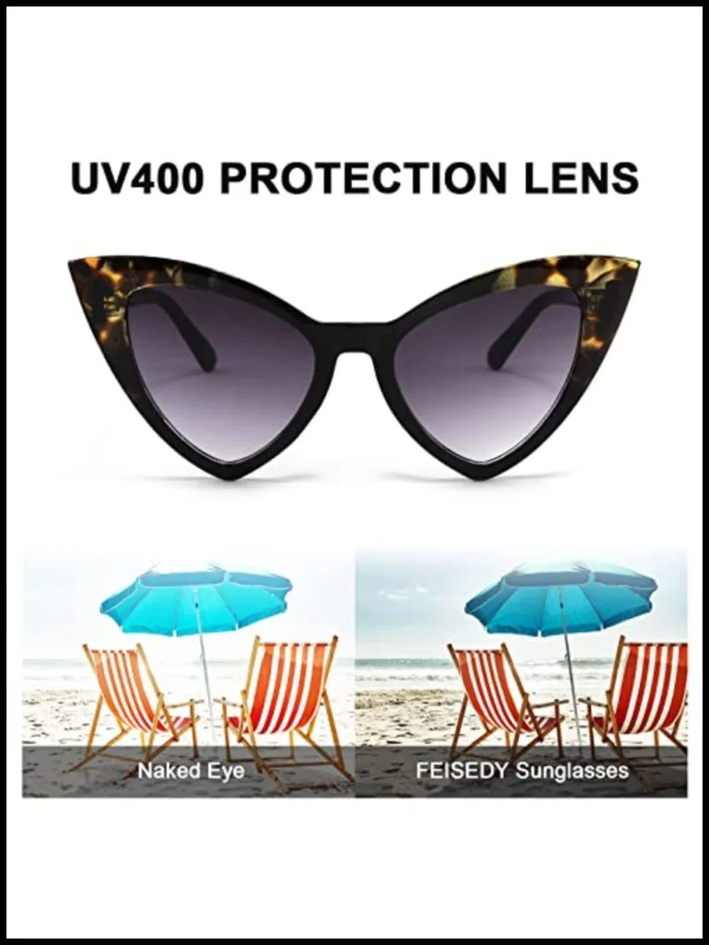 Retro Cat Eye Sunglasses UV400 Protection Polarized Plastic Frame Accessory